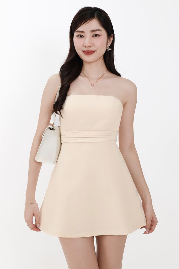 Francie Flare Romper Dress in Pale Yellow