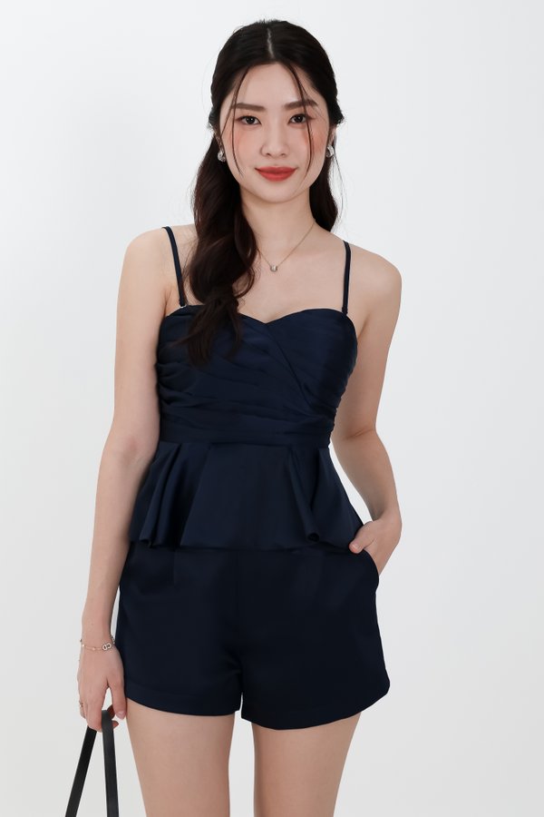 Sheyenne Satin Co-ord Shorts in Midnight