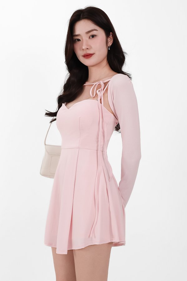 DEFECT | Bambi Bolero Romper Dress Set in Light Pink in L