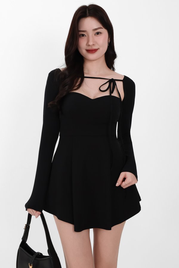 DEFECT | Bambi Bolero Romper Dress Set in Black in XS