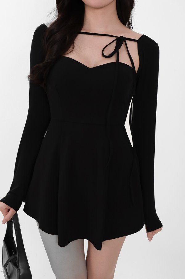 Bambi Bolero Romper Dress Set in Black