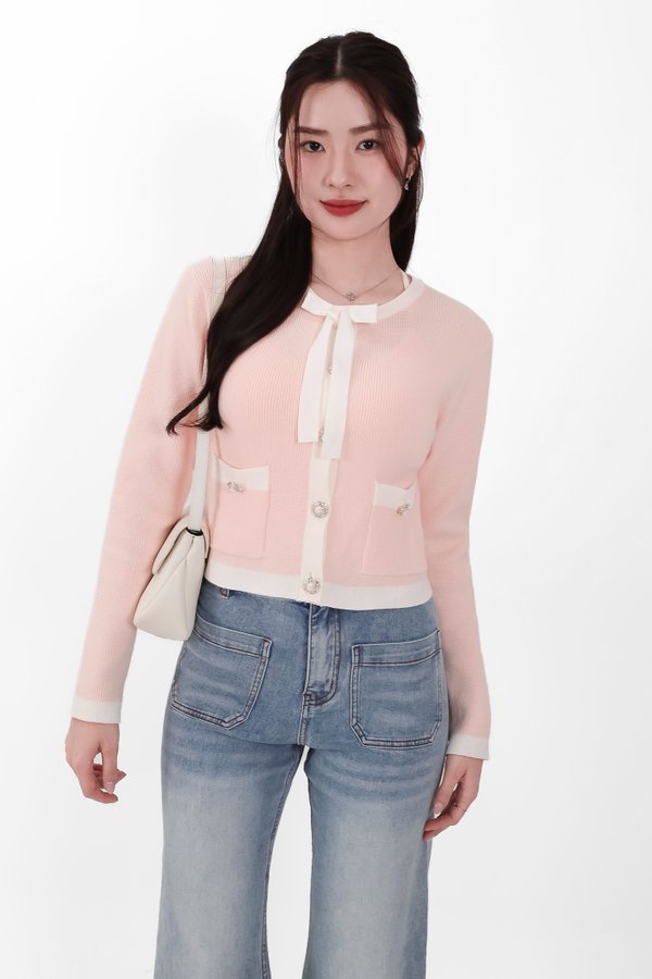 DEFECT | Casrine Contrast Knit Sweater in Cream White X Pink in XS