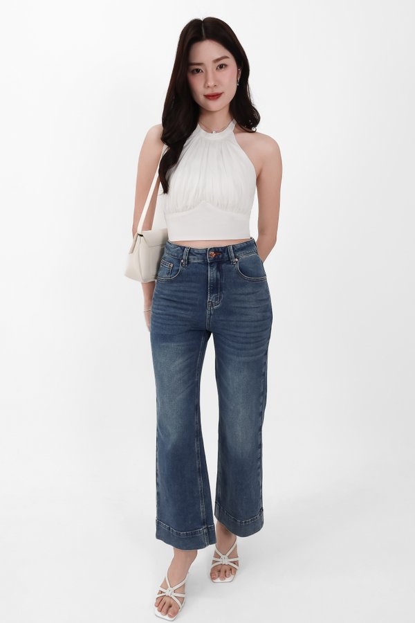 Camila Co-ord Halter Ruched Top in White