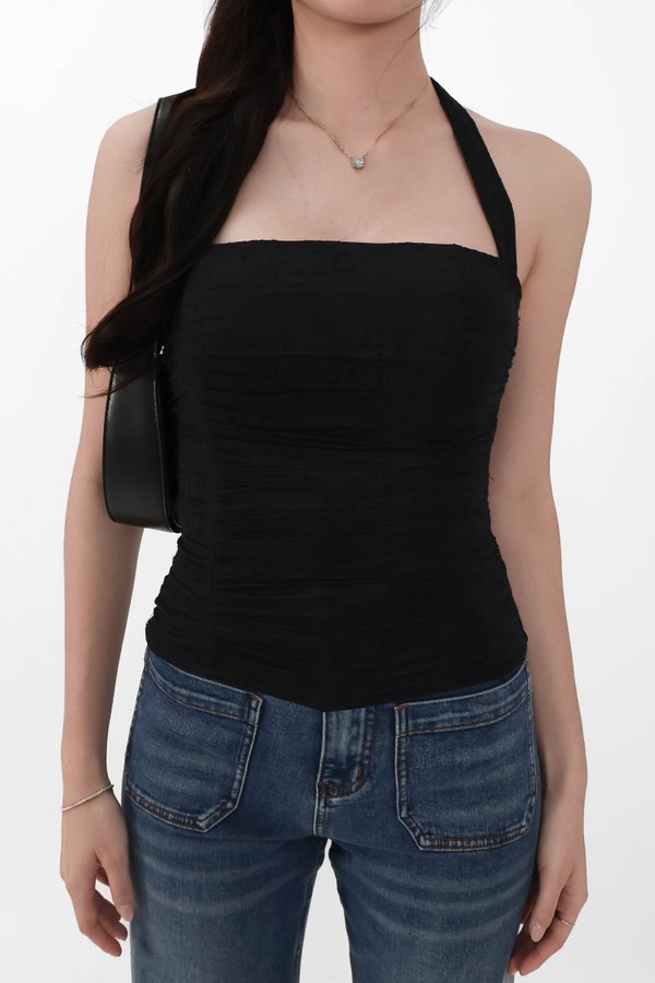 Lia Lace Bolero Halter Top Set in Black