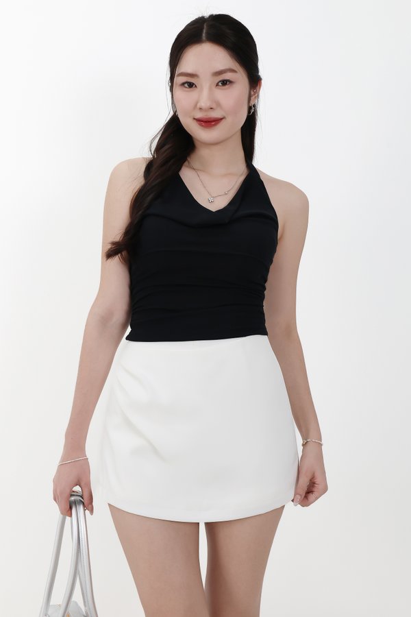 Catrine Cowl Neck Top in Black