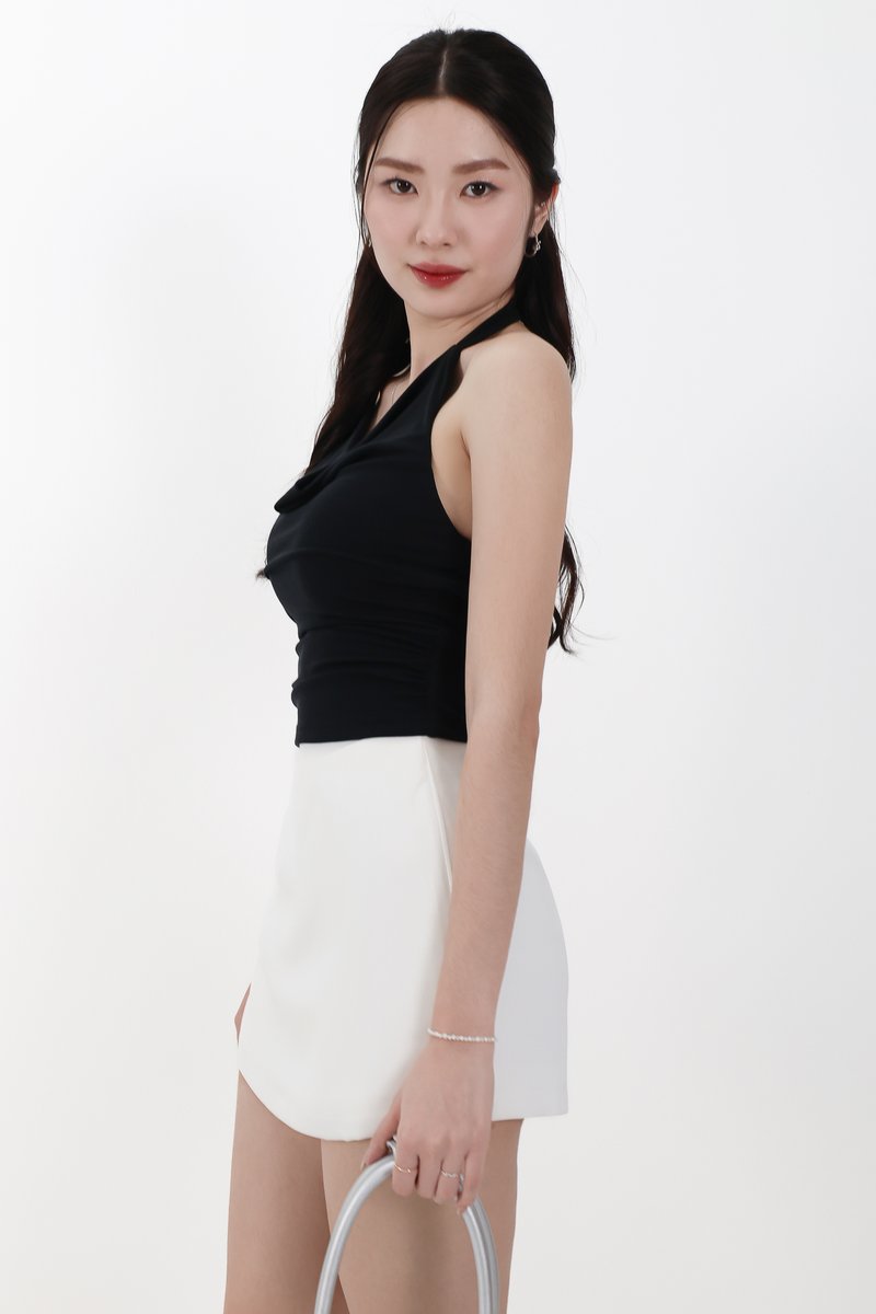 Catrine Cowl Neck Top in Black