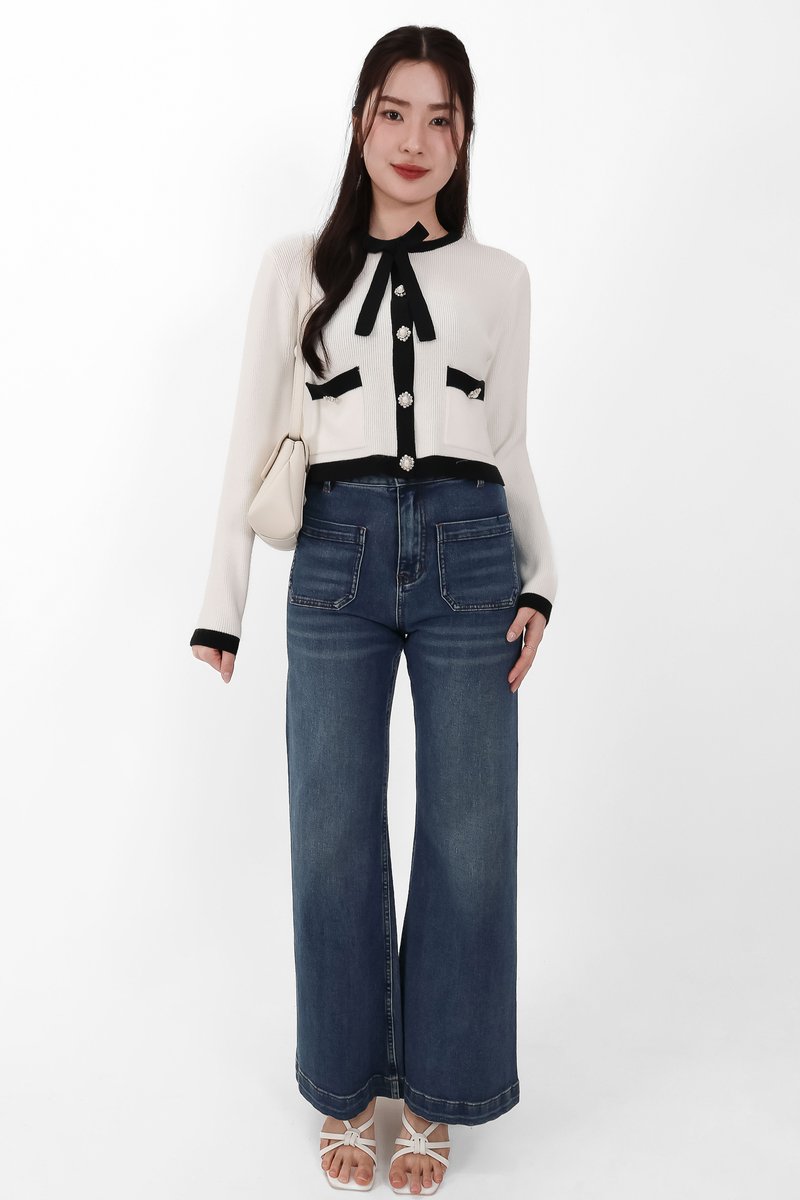 Casrine Contrast Knit Sweater in Black x White