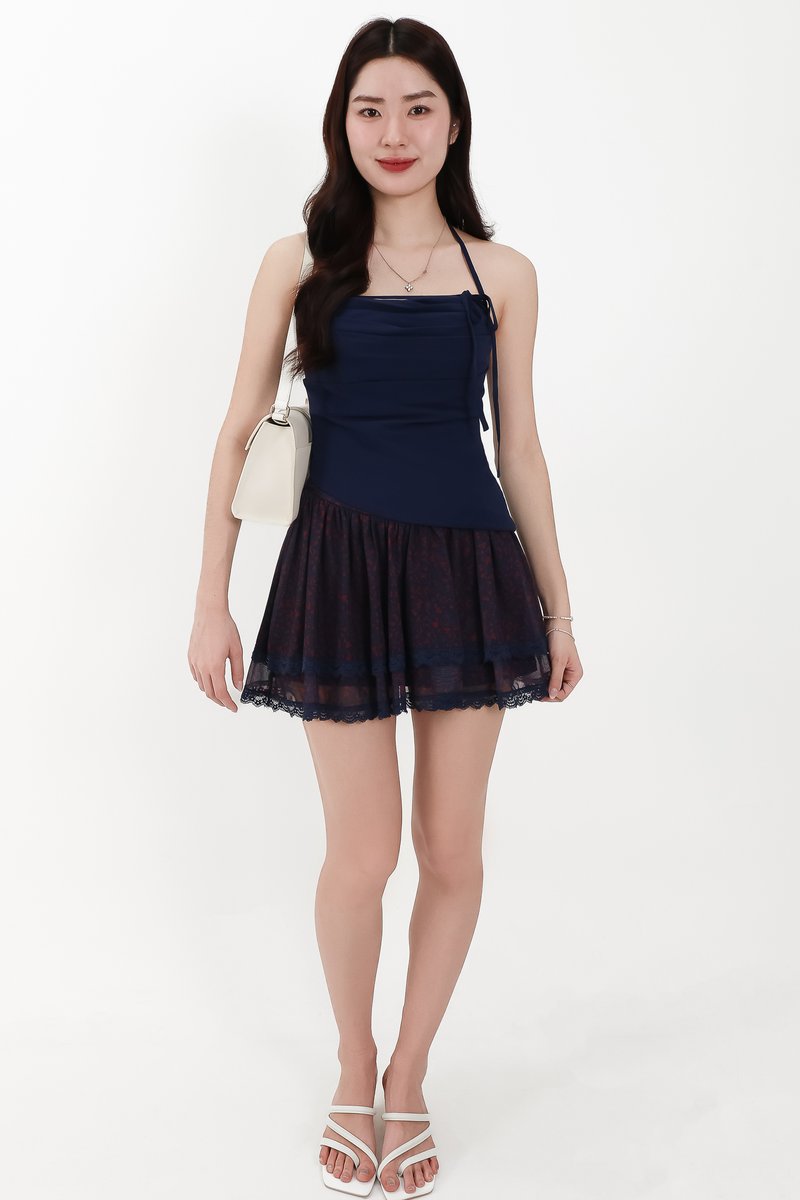 Taena Tie Strap Top in Navy