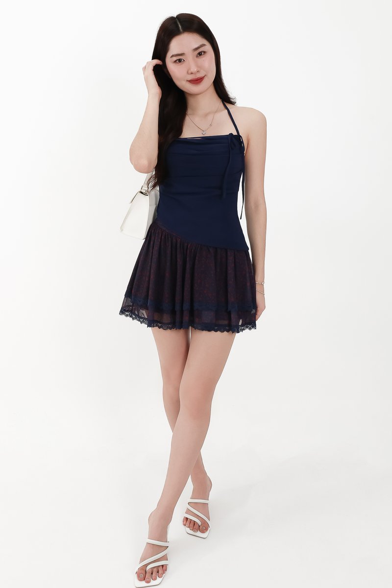 Taena Tie Strap Top in Navy