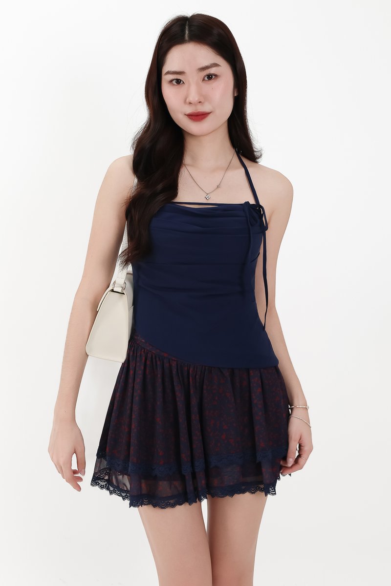 Taena Tie Strap Top in Navy