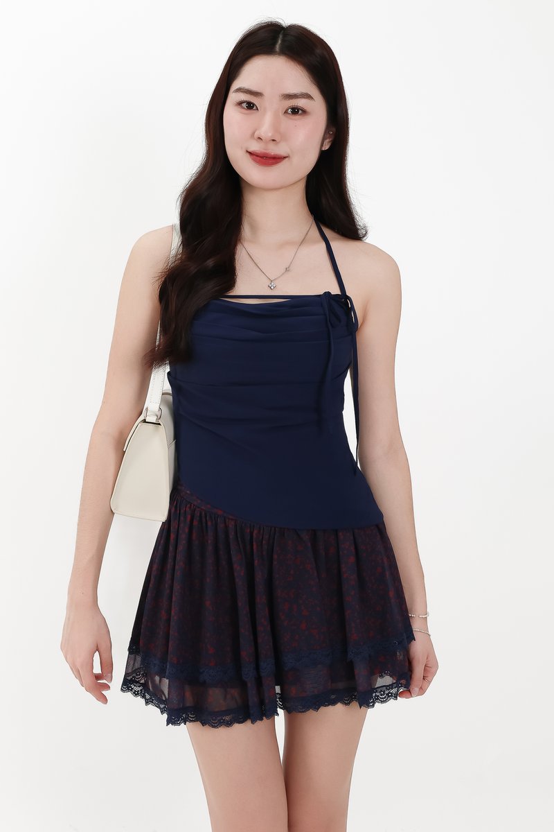 Taena Tie Strap Top in Navy