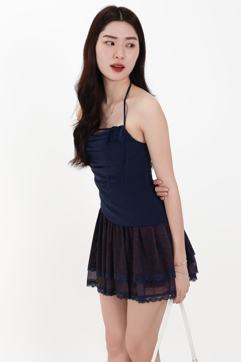 Taena Tie Strap Top in Navy