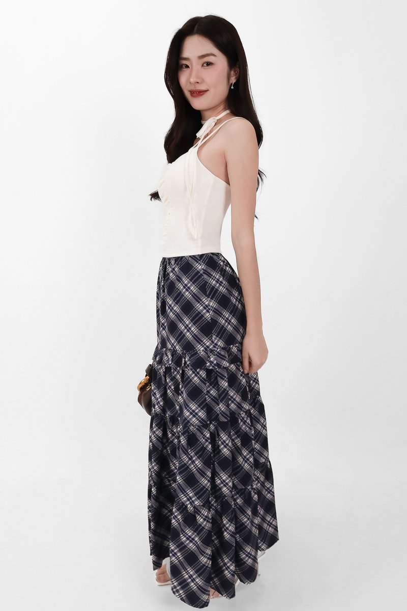 Roxanne Ruched Top with Sash in White