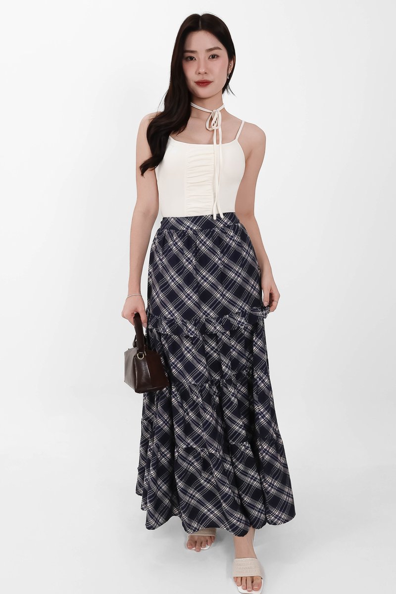 Roxanne Ruched Top with Sash in White