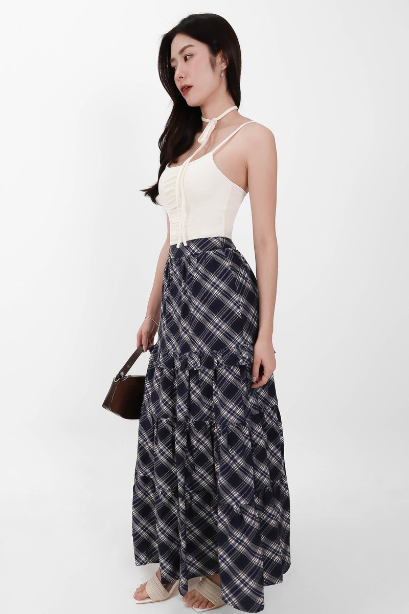 Piper Pleated Maxi Skirt in Blue ( Regular Length )
