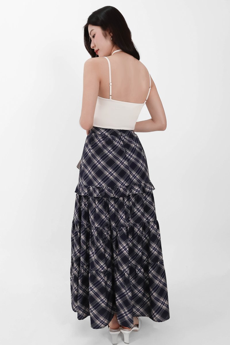 Piper Pleated Maxi Skirt in Blue ( Regular Length )