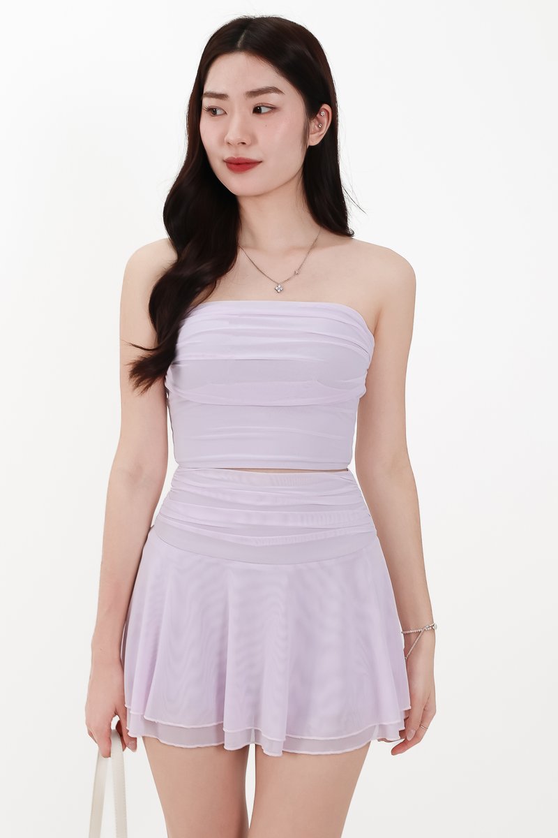 Marley Mesh Co-ord Tube Top in Pale Lilac V2