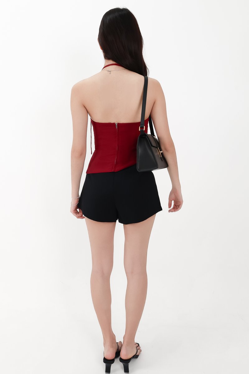 Taena Tie Strap Top in Dark Red