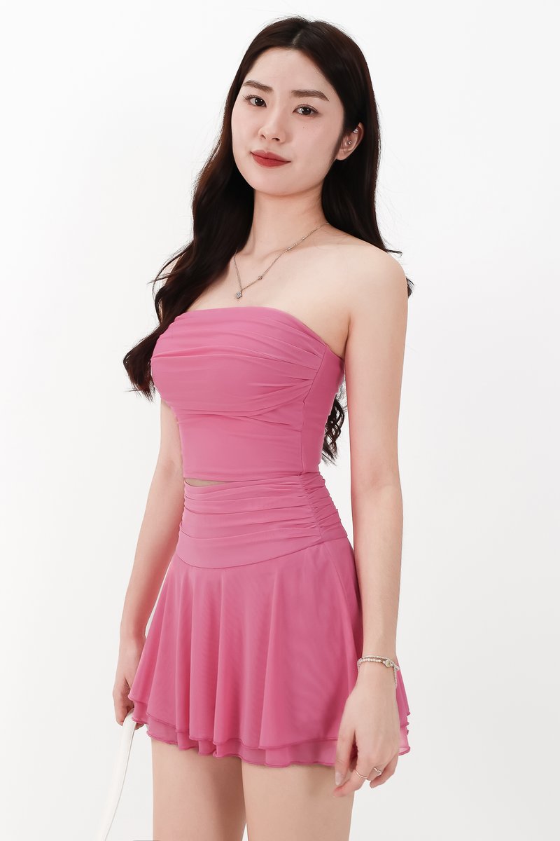 Marley Mesh Co-ord Skorts in Bubblegum Pink