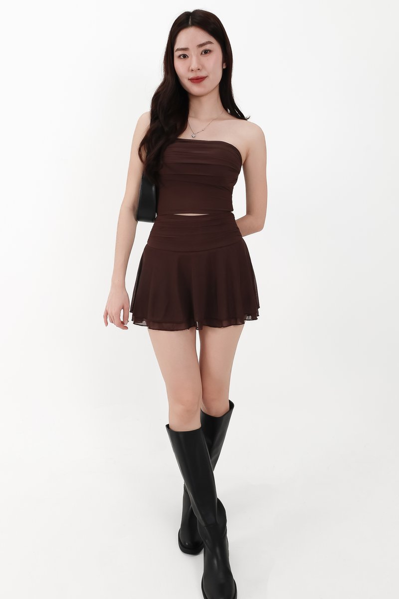 Marley Mesh Co-ord Set in Dark Brown V2