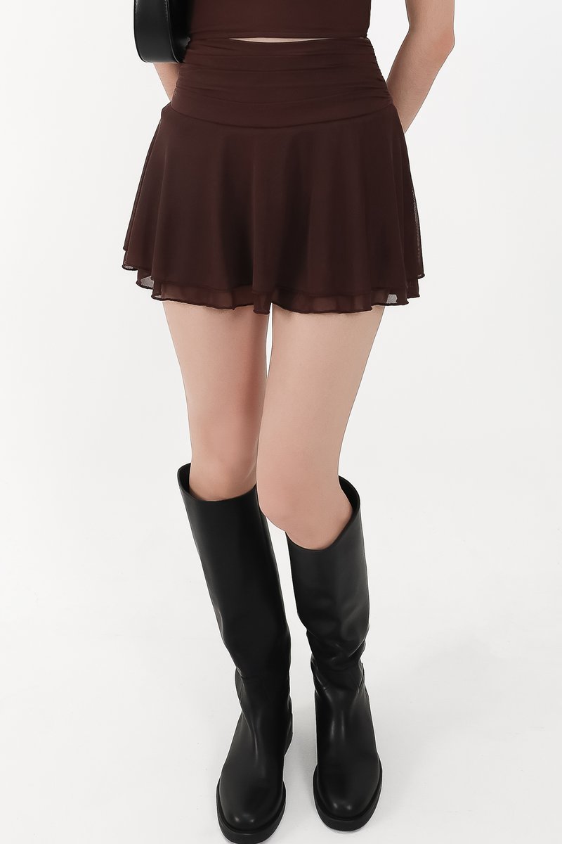 Marley Mesh Co-ord Skorts in Dark Brown