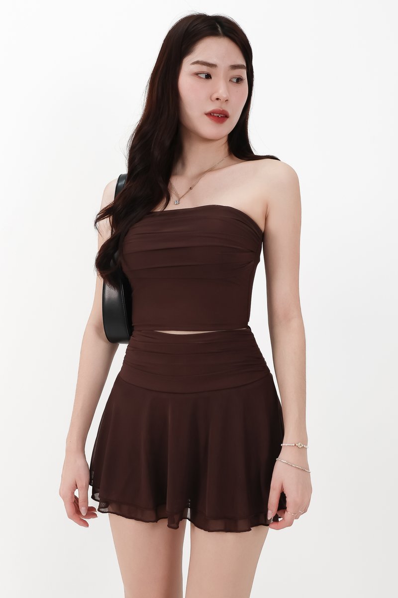 Marley Mesh Co-ord Set in Dark Brown V2