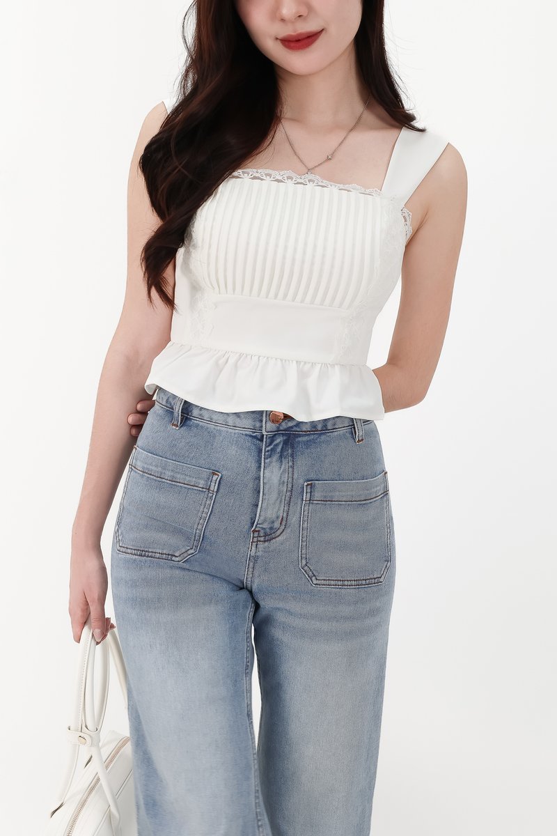 RESTOCKS | Pam Pleated Peplum Two Way Top in White