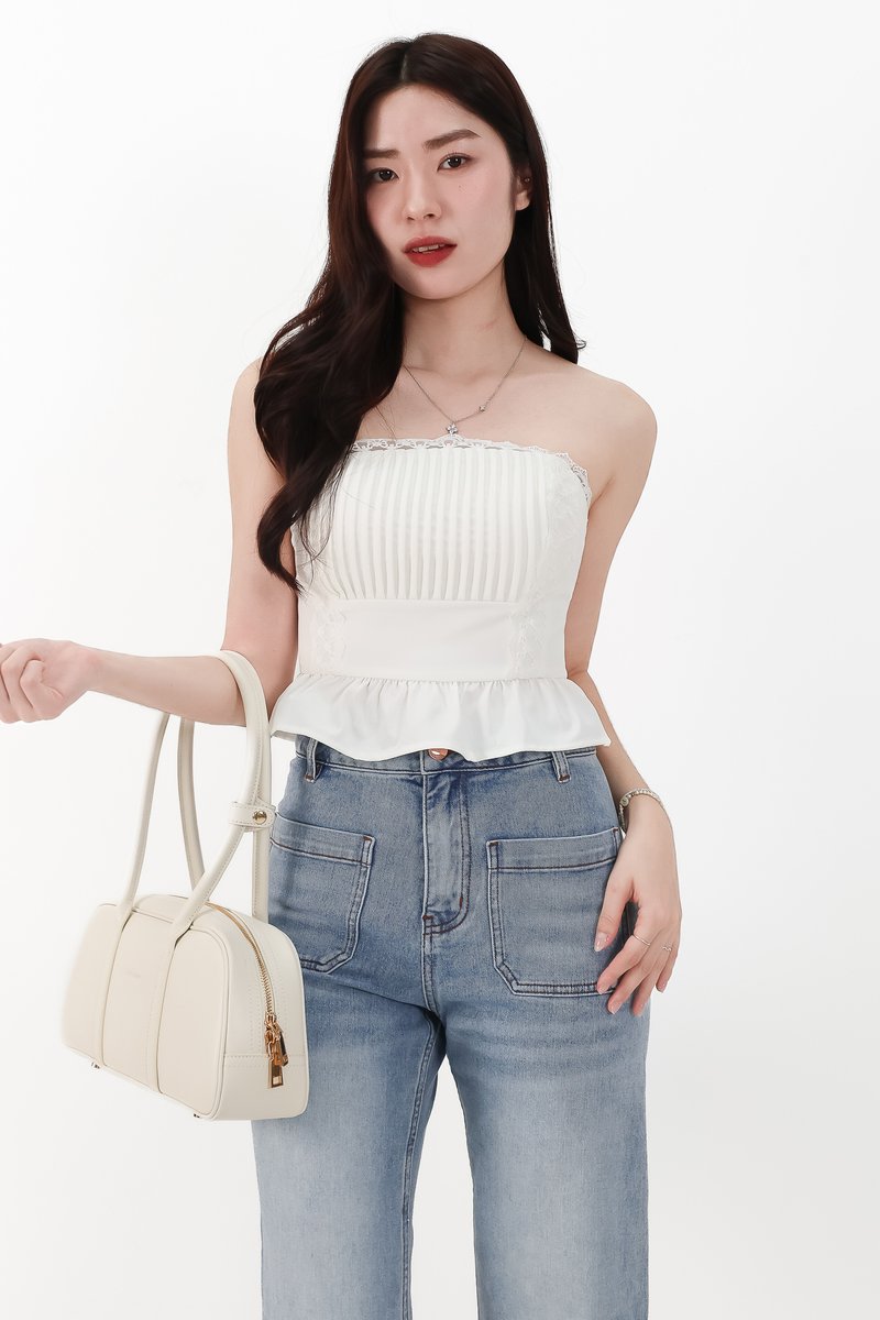 RESTOCKS | Pam Pleated Peplum Two Way Top in White