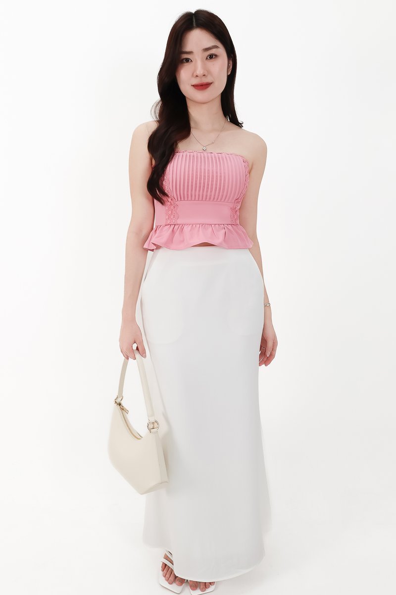 Pam Pleated Peplum Two Way Top in Pink