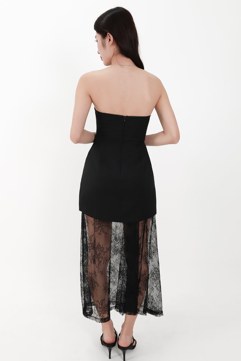 RESTOCKS | Linda Lace Insert Two Way Dress in Black