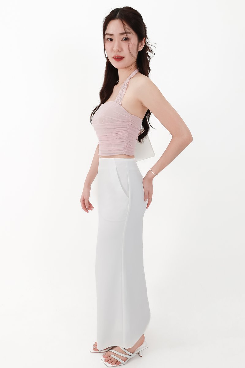 CNY2026 | Lamie Lace Mesh Halter Top in Light Pink X Nude