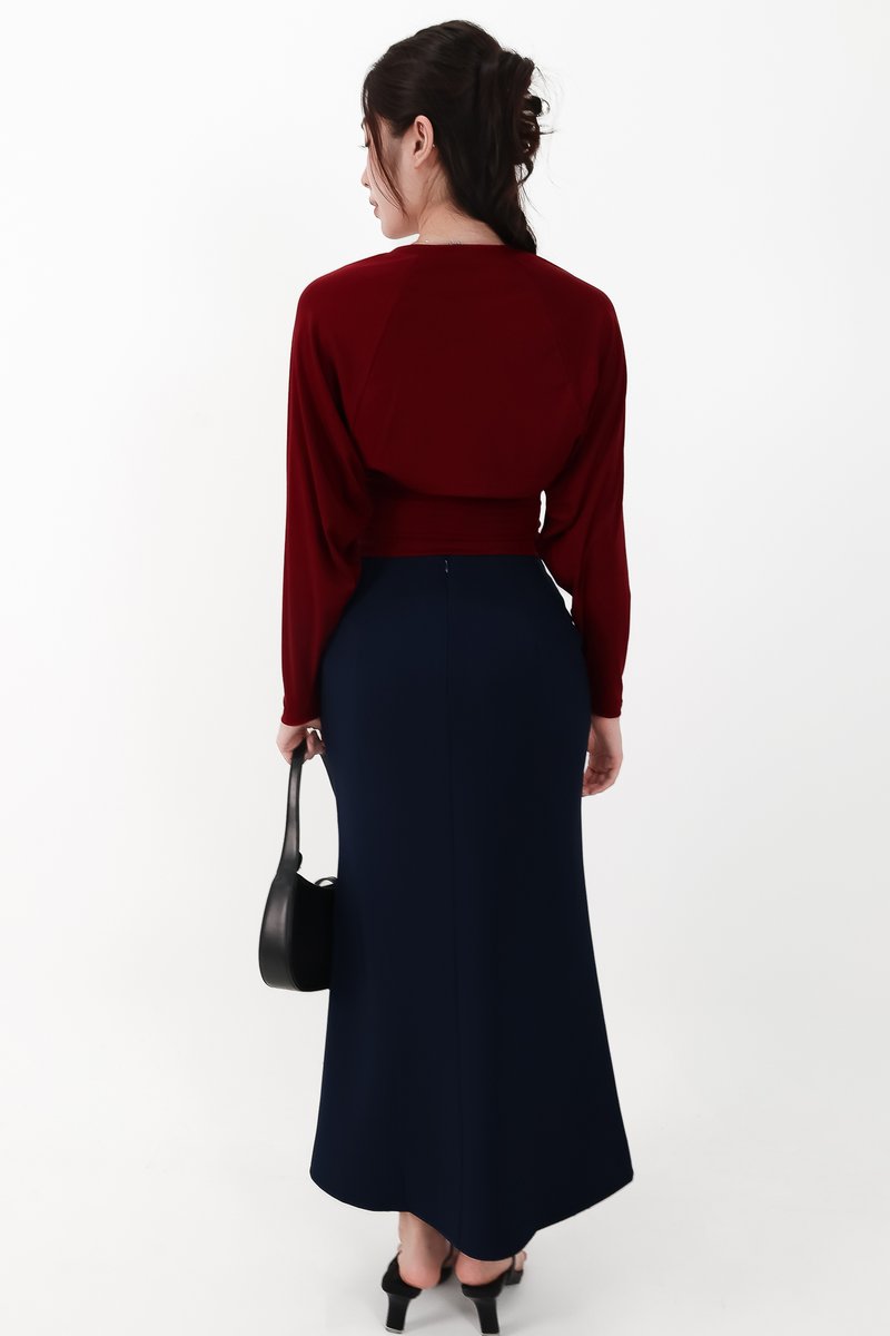 CNY2026 | Bora Bolero Ruched Top Set in Dark Red