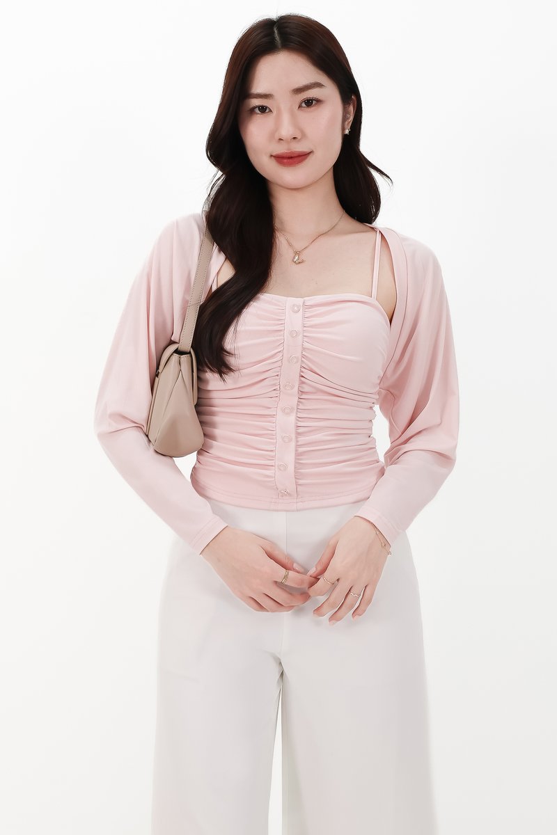CNY2026 | Bora Bolero Ruched Top Set in Light Pink