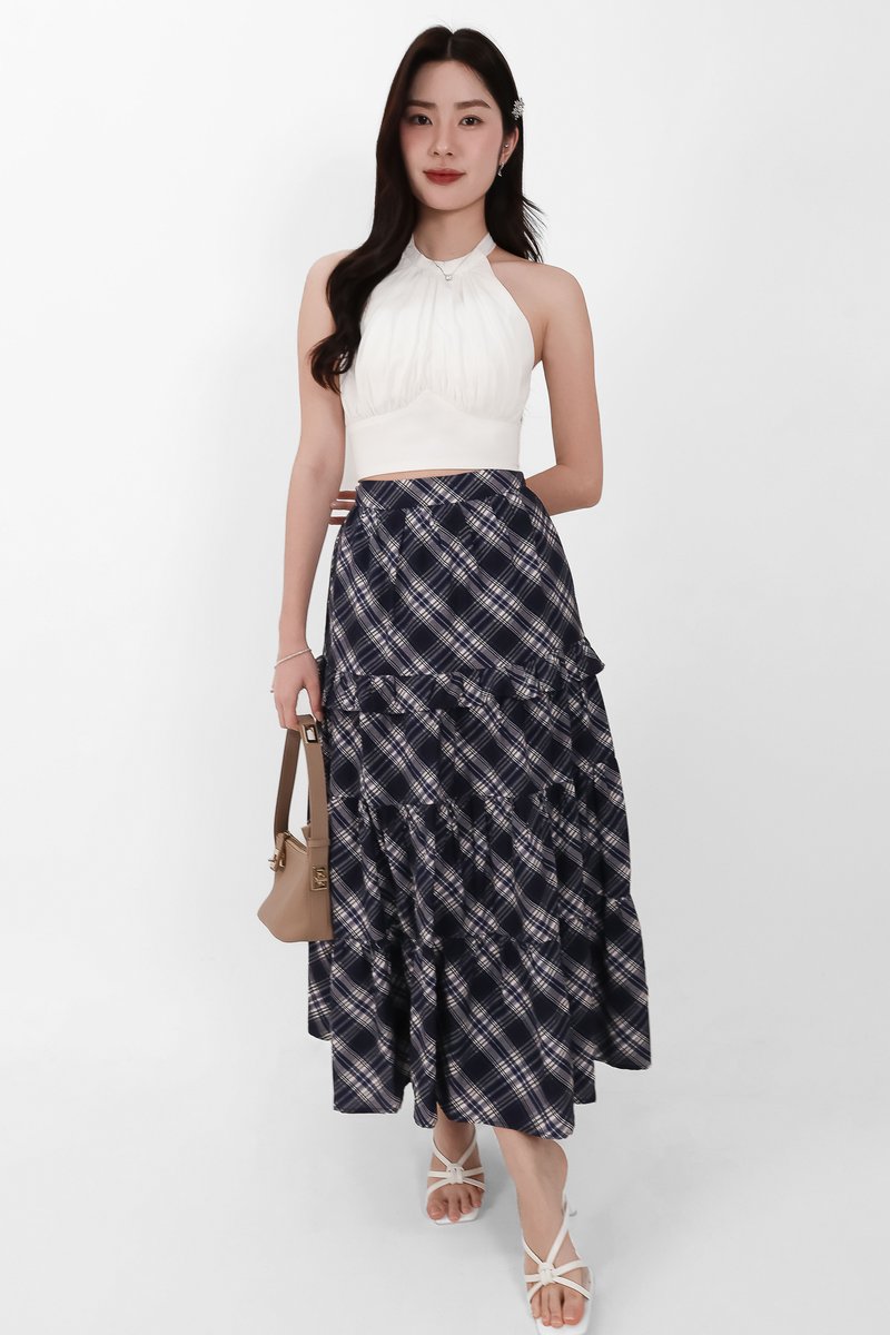 Piper Pleated Maxi Skirt in Blue ( Petite Length )