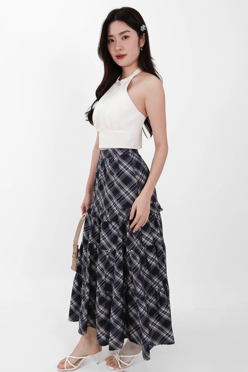 Piper Pleated Maxi Skirt in Blue ( Petite Length )