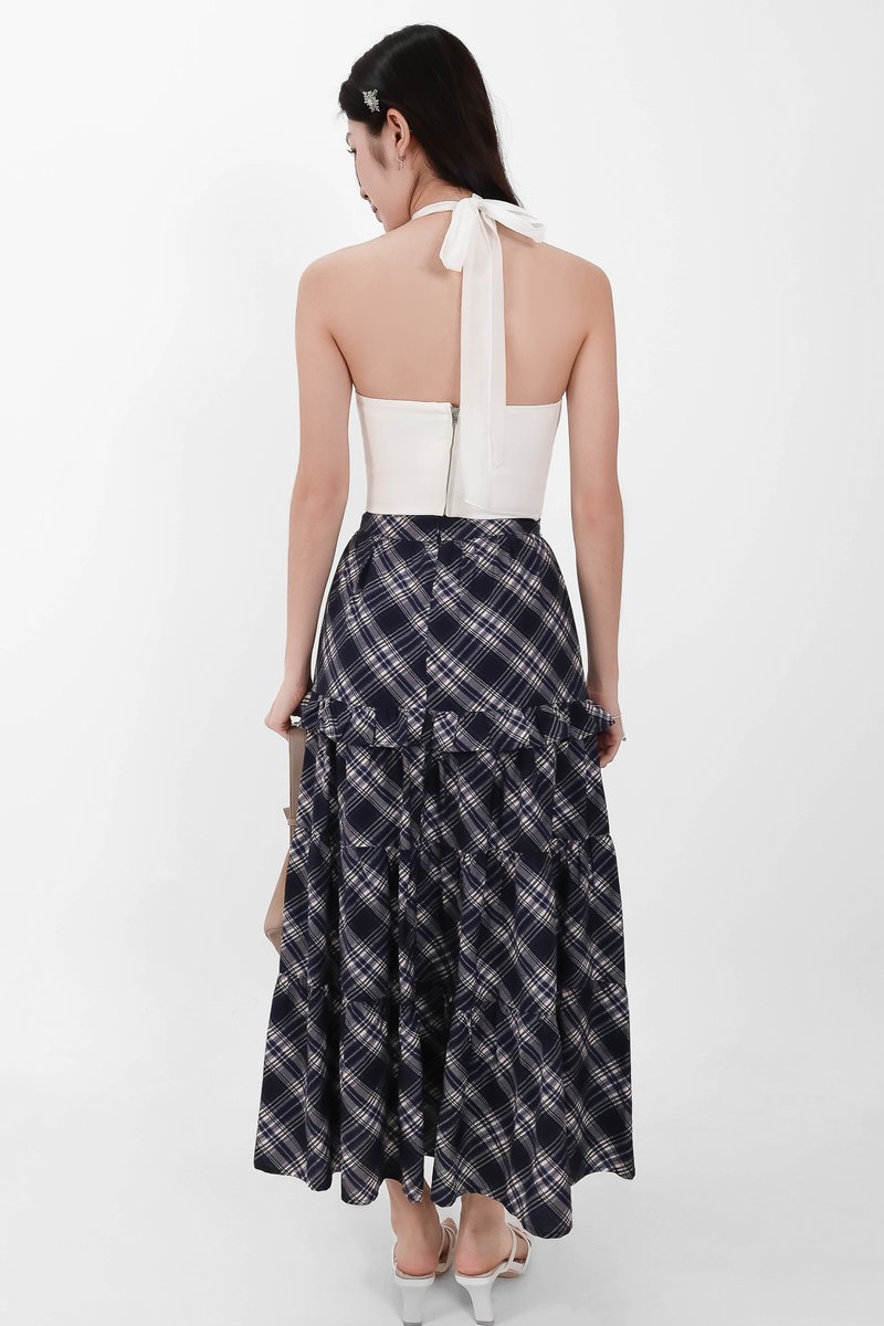 Piper Pleated Maxi Skirt in Blue ( Petite Length )
