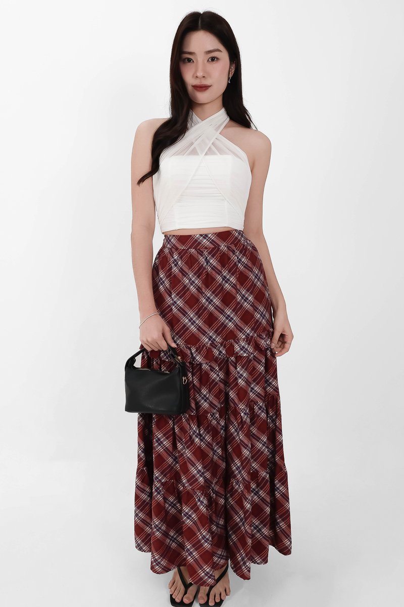 Piper Pleated Maxi Skirt in Red ( Regular Length )