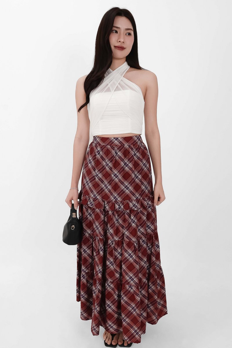 Piper Pleated Maxi Skirt in Red ( Regular Length )