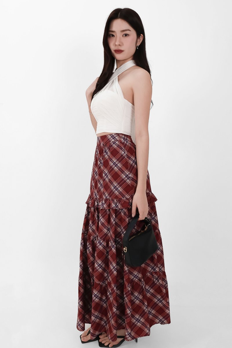Piper Pleated Maxi Skirt in Red ( Regular Length )