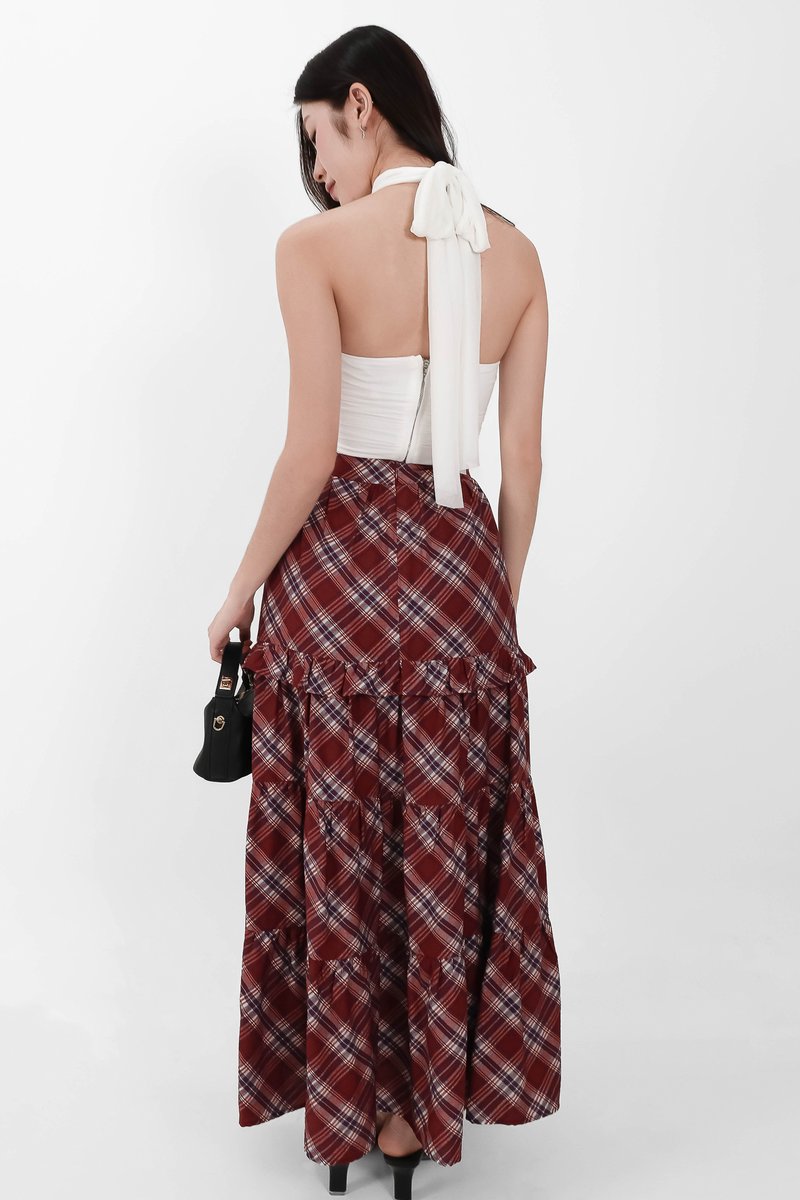 Piper Pleated Maxi Skirt in Red ( Regular Length )
