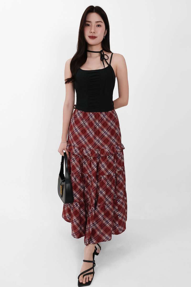 Roxanne Ruched Top with Sash in Black