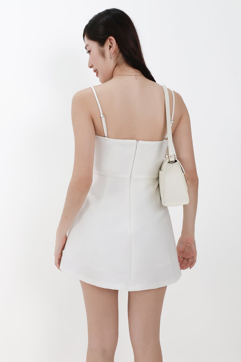 Francie Flare Romper Dress in White