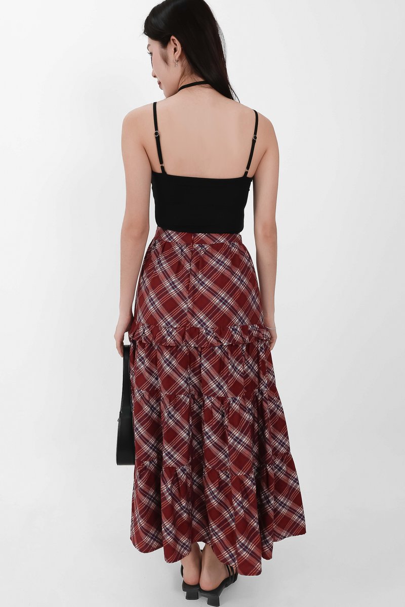 Piper Pleated Maxi Skirt in Red ( Petite Length )