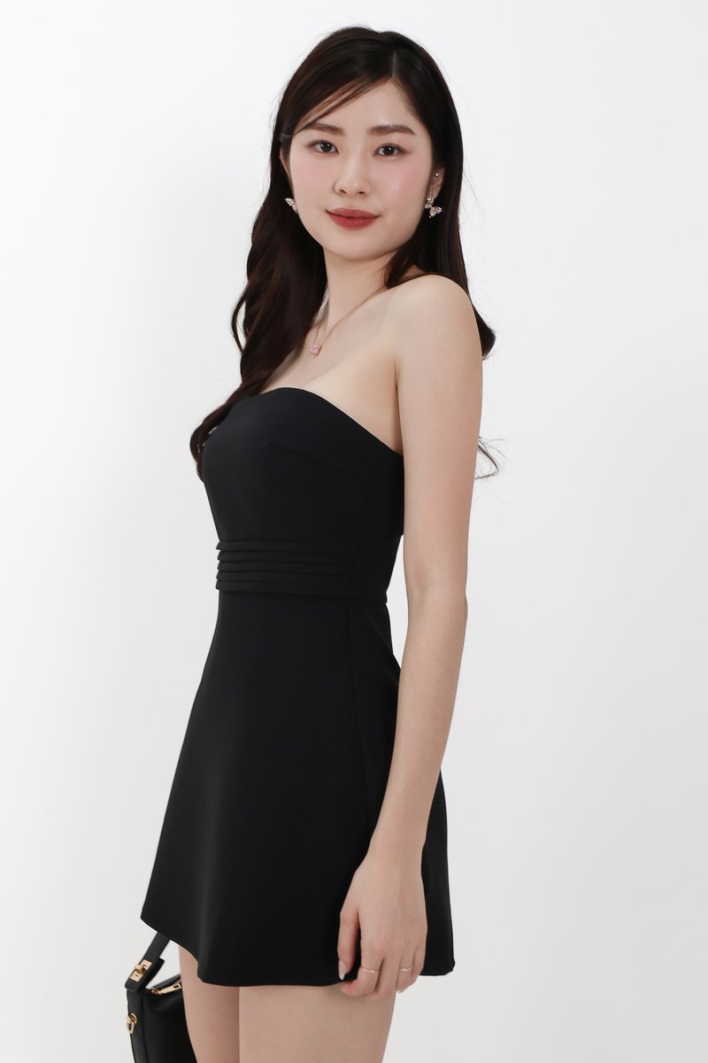 Francie Flare Romper Dress in Black