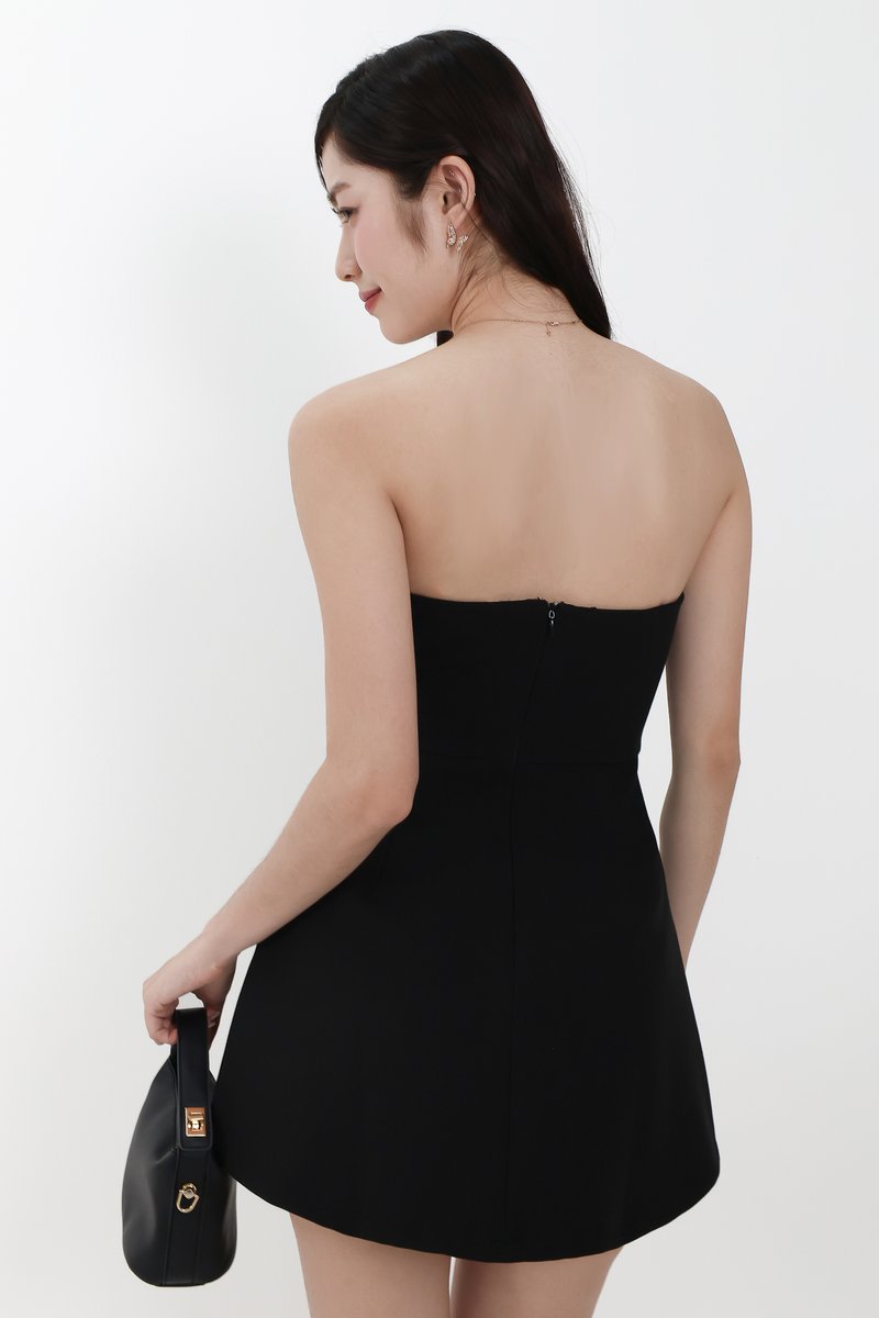 Francie Flare Romper Dress in Black