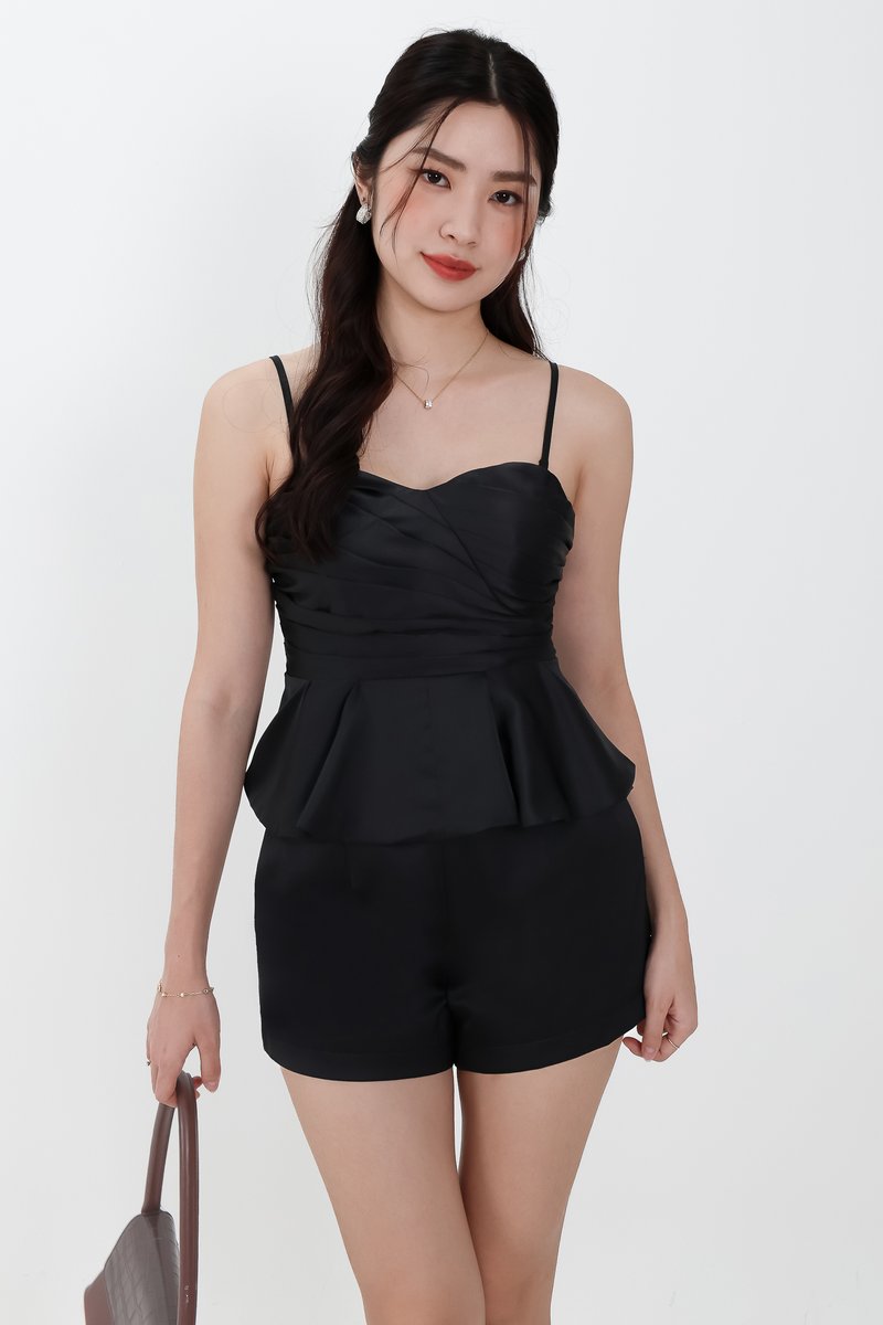 Sheyenne Satin Co-ord Set in Black