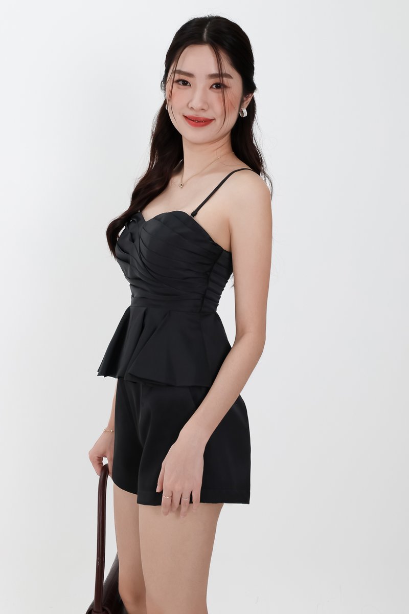 Sheyenne Satin Co-ord Set in Black