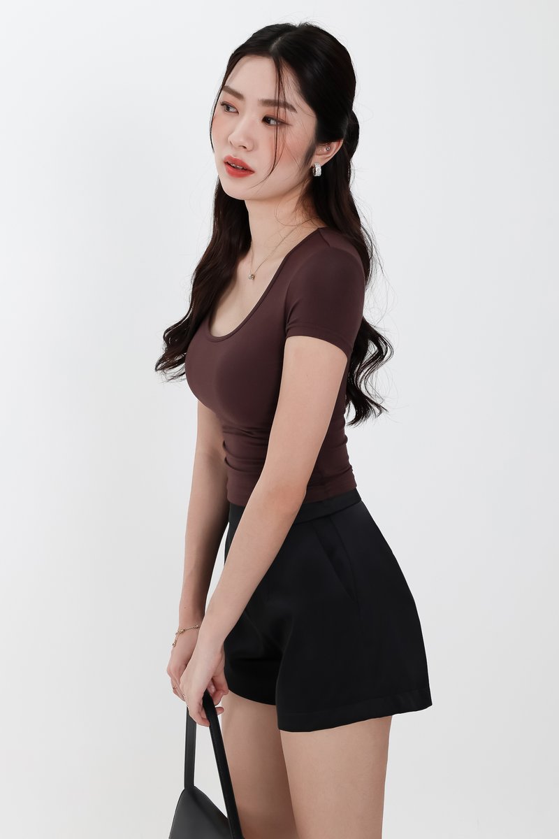 Sheyenne Satin Co-ord Shorts in Black