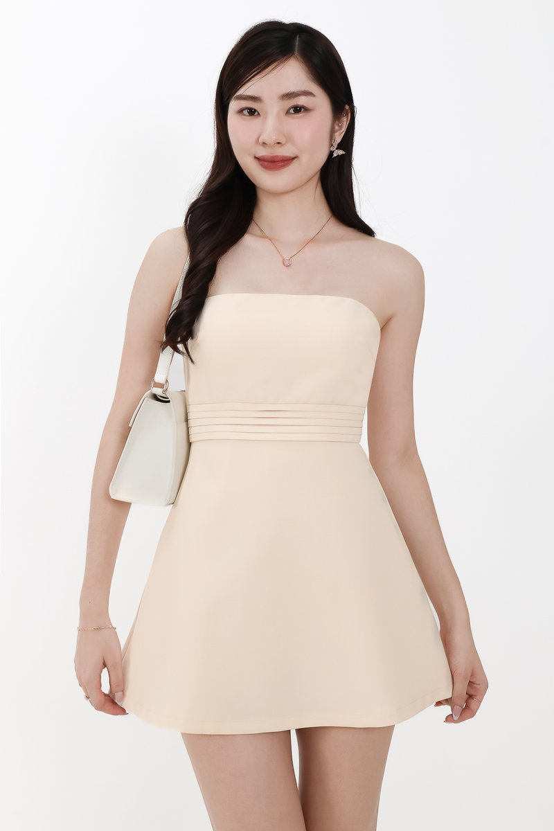 Francie Flare Romper Dress in Pale Yellow