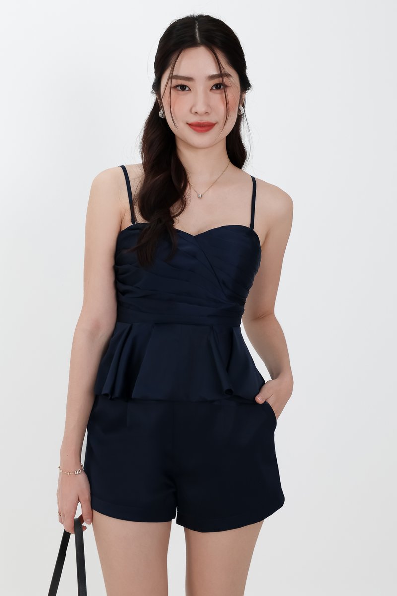 Sheyenne Satin Co-ord Shorts in Midnight